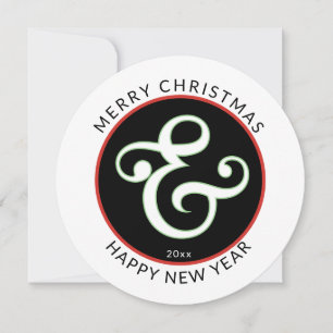 Modern runda, God jul med stort Ampersand Julkort