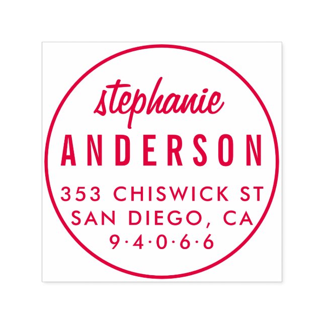 Modern runda, minimalistisk Fullt-Returadress i Na Självfärgande Stämpel (Design)