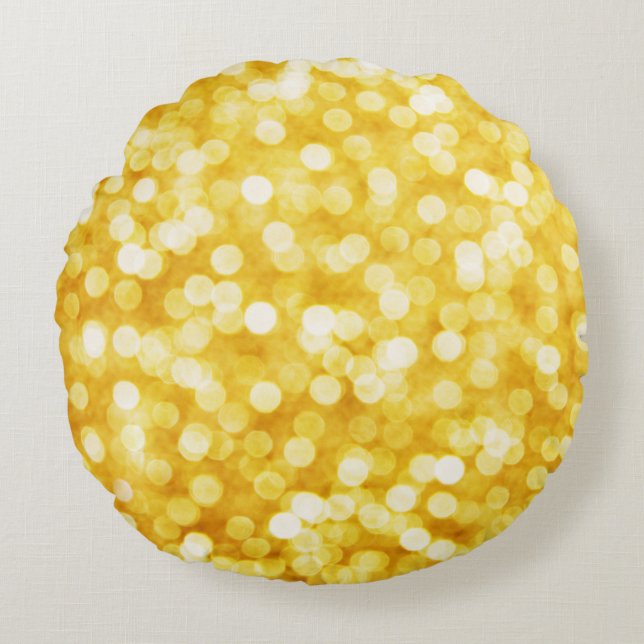 Modern runda Pillow i Guld Rund Kudde (Framsidan)