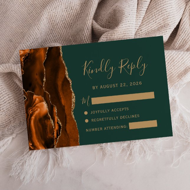 Modern Rust Agate Emerald Grönt Bröllop OSA Kort (Skapare uppladdad)