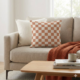Modern Rust Orange & Cream Gingham Kudde