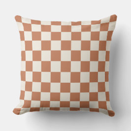 Modern Rust Orange & Cream Gingham Kudde