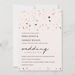MODERN RUST TERRAZZO MÖNSTER WEDDING INVITE TACK KORT