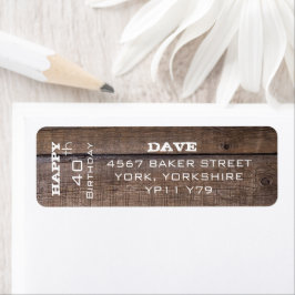 Modern Rustic 40th Birthday-Returadress Returadress Etikett