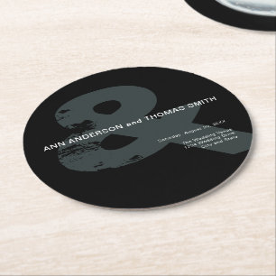 Modern Rustic Ampersand Bröllop Pappra Underlägg Papper Rund