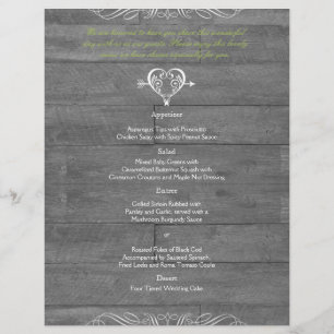Modern Rustic Barn Wood Bröllop Menu