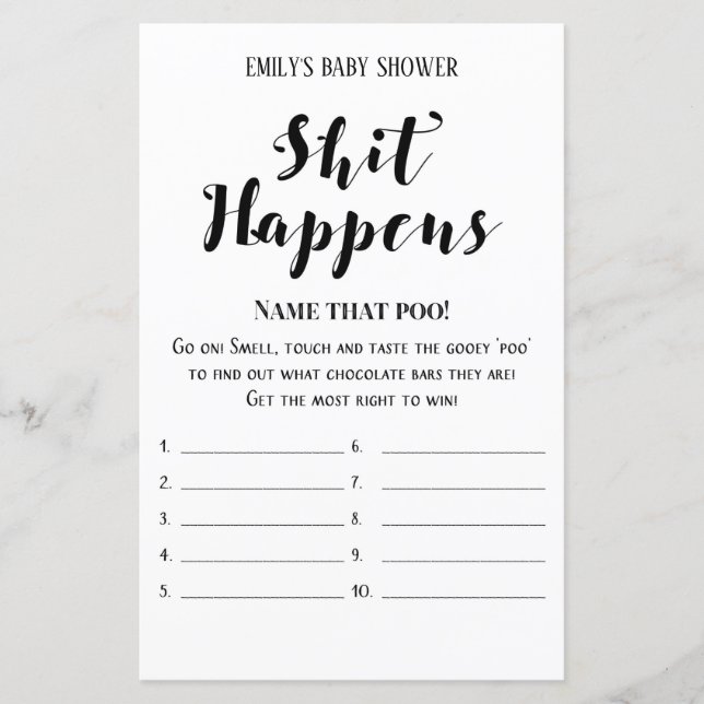 Modern Rustic Bebis Shower Spel UTRYCKT (Framsida)