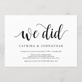 Modern Rustic, Black script, Bröllop Elopement Inbjudningar