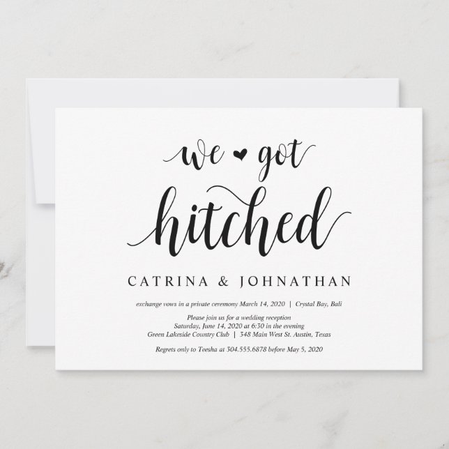 Modern Rustic, Black script, Bröllop Elopement Inbjudningar (Framsida)