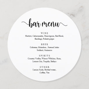 Modern Rustic Black Script, Bröllop Pub Meny