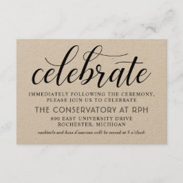 Modern Rustic Black Script Wedding Reception Tilläggskort