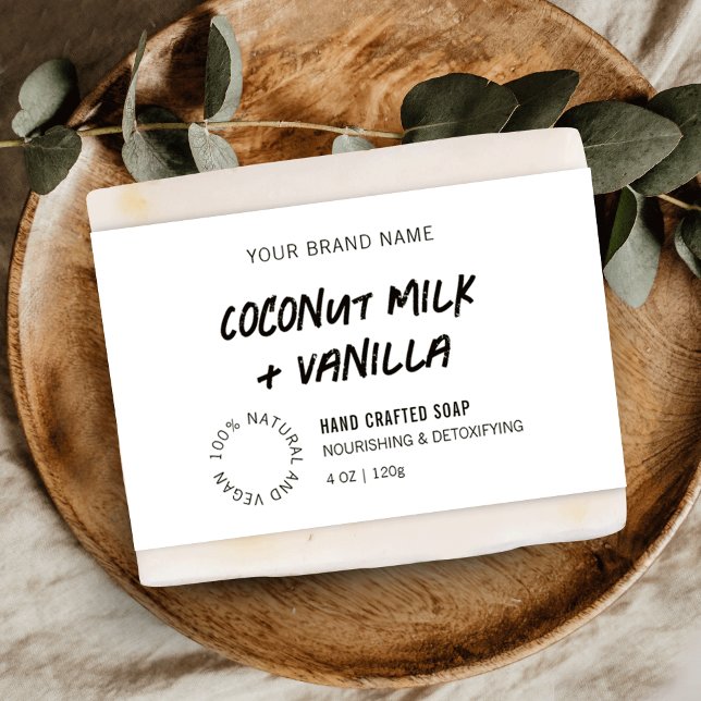Modern Rustic Black & White Soap Pub Wrapper-etike (Minimalist rustic style soap bar wraparound bellyband label templates in black and white)