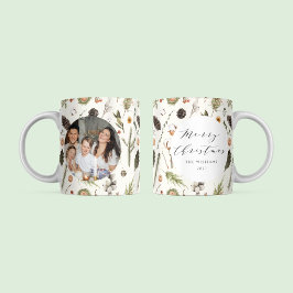 Modern Rustic Boho-julfoto, botaniskt foto Kaffemugg
