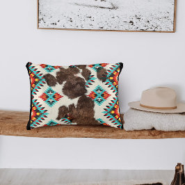 Modern Rustic Boho Southwest Cowhide Prydnadskudde