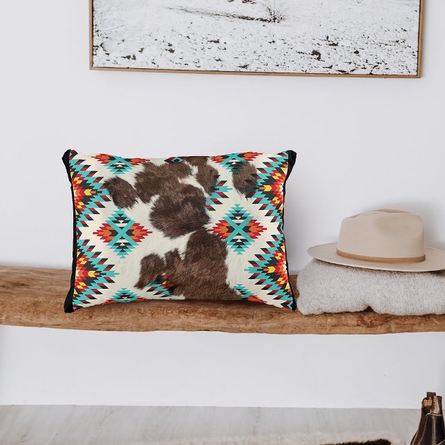 Modern Rustic Boho Southwest Cowhide Prydnadskudde (Skapare uppladdad)