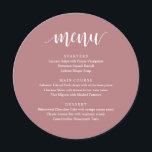 Modern Rustic, Bröllop Elopement Reception Middag Meny<br><div class="desc">Modern dammiga ro-ordning,  rundplåt,  Bröllop elopement Dinner Menu. En perfekt pub-meny för din stora dag. Du kan ändra skriptteckensnittet färg och ändra menyn innehåll och typsnitt för att uppfylla dina behov.</div>