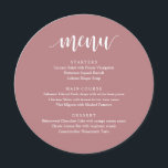 Modern Rustic, Bröllop Elopement Reception Middag Meny<br><div class="desc">Modern dammiga ro-ordning,  rundplåt,  Bröllop elopement Dinner Menu. En perfekt pub-meny för din stora dag. Du kan ändra skriptteckensnittet färg och ändra menyn innehåll och typsnitt för att uppfylla dina behov.</div>