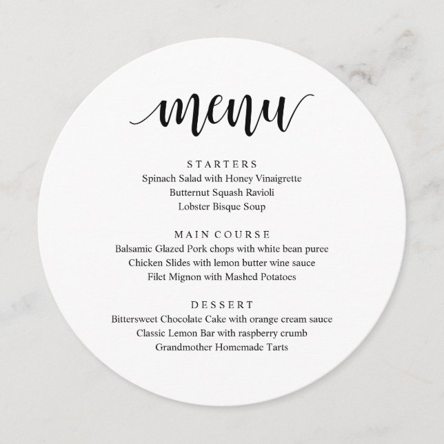 Modern Rustic, Bröllop Elopement Reception Middag Meny (Framsida)