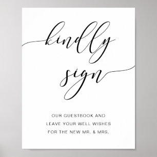 Modern Rustic Bröllop Guestbook-vänligt signera sk Poster