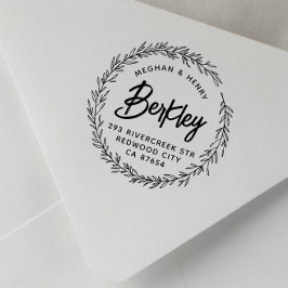 Modern Rustic Bröllop Namn Returadress Självfärgande Stämpel