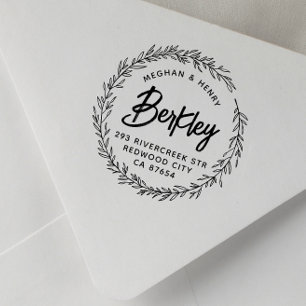 Modern Rustic Bröllop Namn Returadress Självfärgande Stämpel