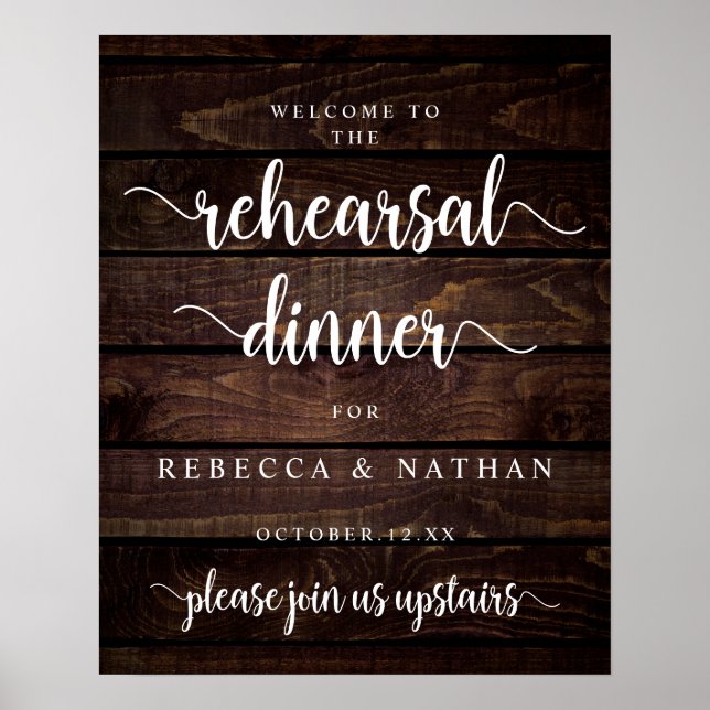 Modern Rustic, Bröllop Rehearsal Dinner Välkommen  Poster (Framsidan)