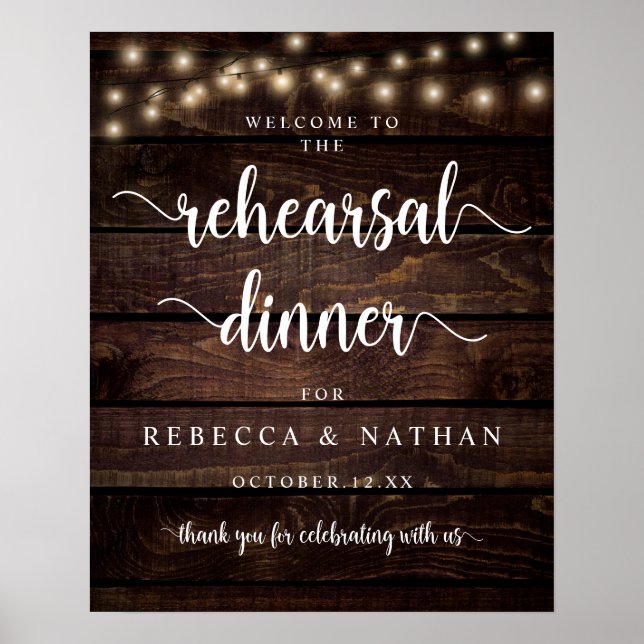 Modern Rustic, Bröllop Rehearsal Dinner Välkommen Poster (Framsidan)