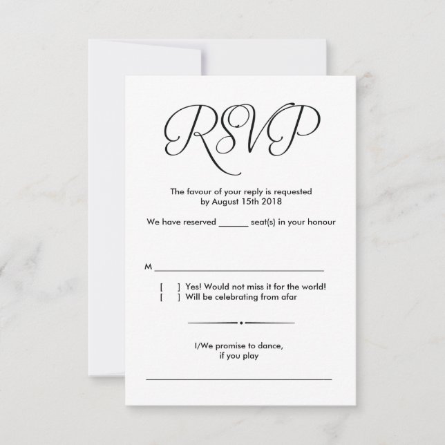 Modern rustic bröllop RSVP-kort design v1 Inbjudningar (Framsida)