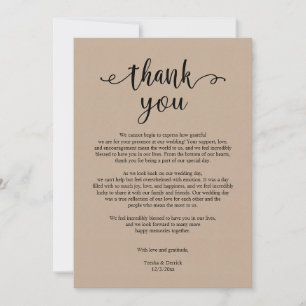 Modern Rustic Bröllop Tack, Brown Kraft Card Tack Kort