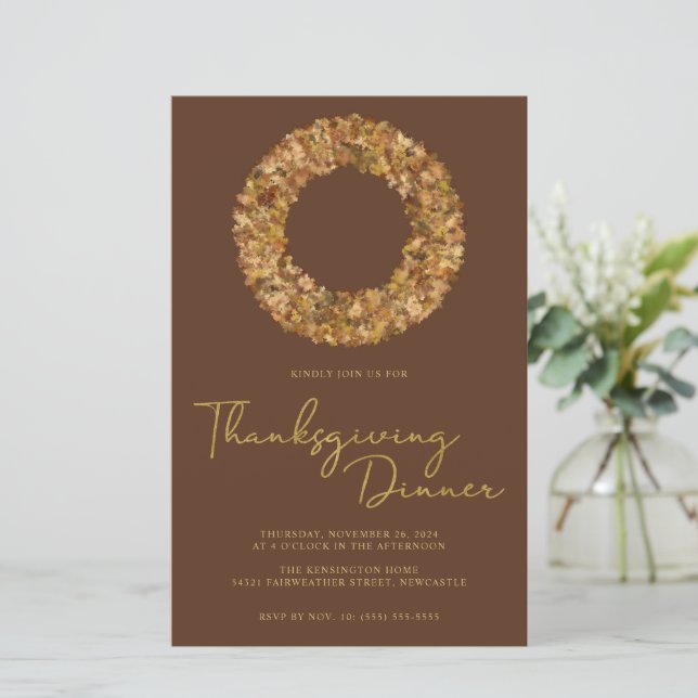 Modern Rustic Brown Guld Thanksgiving-utandning (Stående Fram)