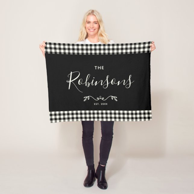 Modern Rustic Buffalo-kontrollera familjens pålagd Fleecefilt (På plats)