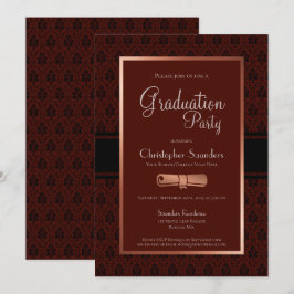 Modern Rustic Burgundy Copper Studenten P Inbjudningar
