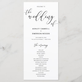 Modern Rustic Calligraphy Bröllop Ceremony Program