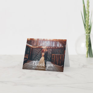 Modern Rustic Calligraphy Photo Bröllop Note Tack Kort