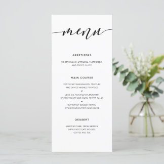 Modern Rustic Calligraphy Wedding Reception Menu Meny