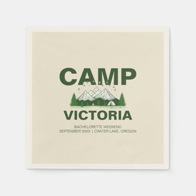 Modern Rustic Camping Bachelorette Party Pappersservett (Framsidan)