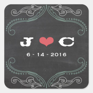 Modern Rustic Chalkboard Typography Bröllop Fyrkantigt Klistermärke