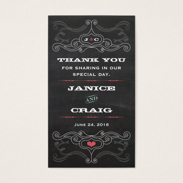 Modern Rustic Chalkboard Typography Bröllop Visitkort (Framsidan)