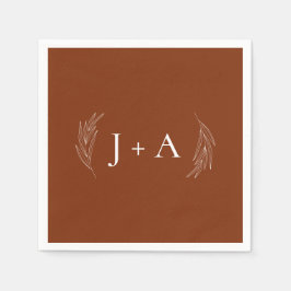 Modern Rustic Chic Botanical Monogram Wedding Pappersservett