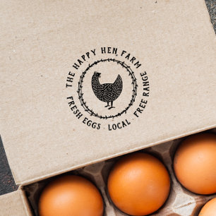 Modern Rustic Chicken Farm Personlig Egg Självfärgande Stämpel