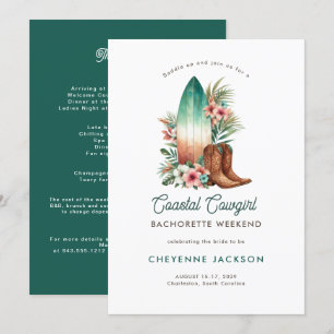 Modern Rustic Coastal Cowgirl Bachelorette-inbjuda Inbjudningar