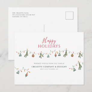 Modern Rustic Corporate Business Script Helg Vykort