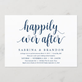 Modern Rustic Cute Navy Blue, Bröllop Elopement Inbjudningar
