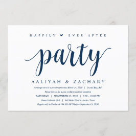 Modern Rustic Cute Navy Blue, Bröllop Elopement Inbjudningar