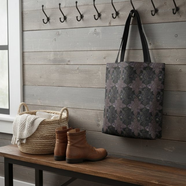 Modern Rustic Damask Leather Quilt Mönster Tygkasse (Skapare uppladdad)