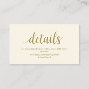 Modern Rustic, Elegant Guld, Bröllop-detaljer Tilläggskort
