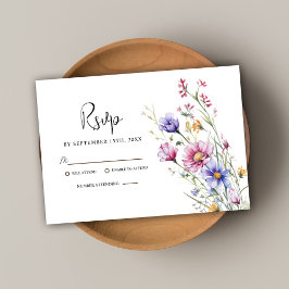 Modern Rustic Elegant Wildblomma Blommigt Bröllop OSA Kort
