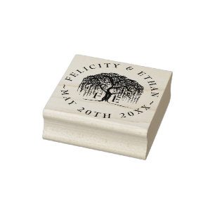 Modern Rustic Elegant Willow Träd Monogram Vapensk Stämpel