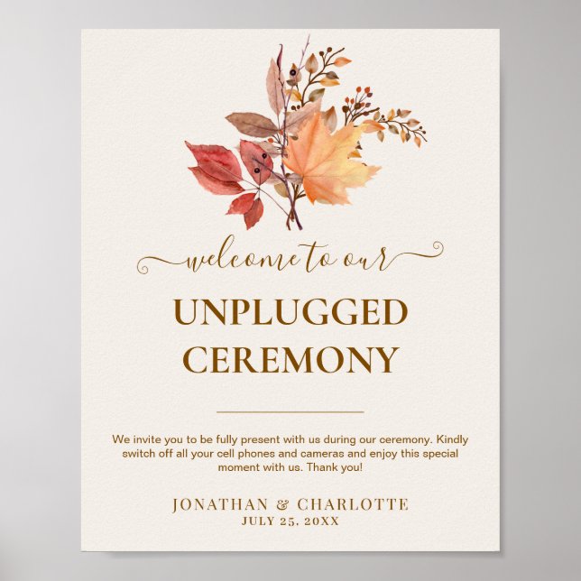 Modern Rustic Fall Boho Flower Wedding  Poster (Framsidan)