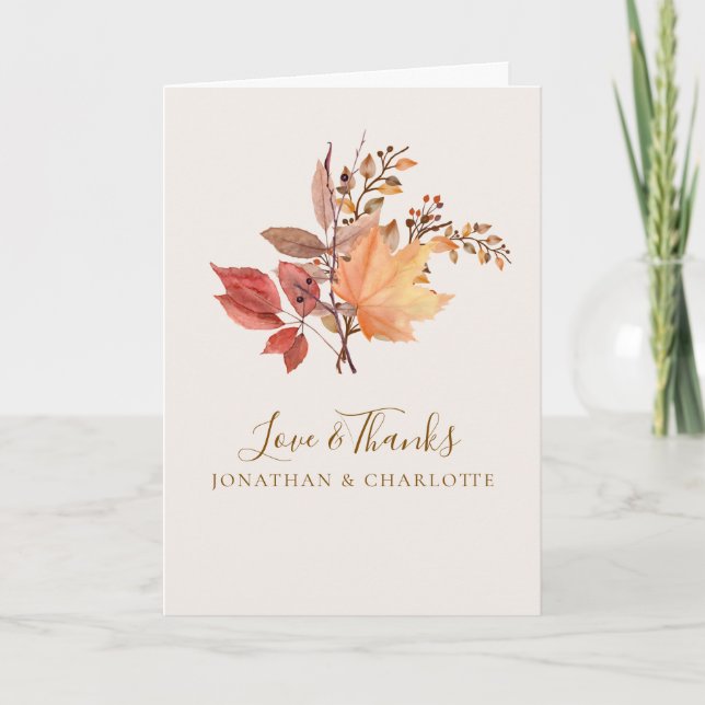 Modern Rustic Fall Boho Flower Wedding  Tack Kort (Framsida)